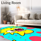 Bright Yellow Cartoon Monster Polka Dot Rug