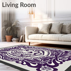 Majestic Tiger Head Ornamental Border Rug
