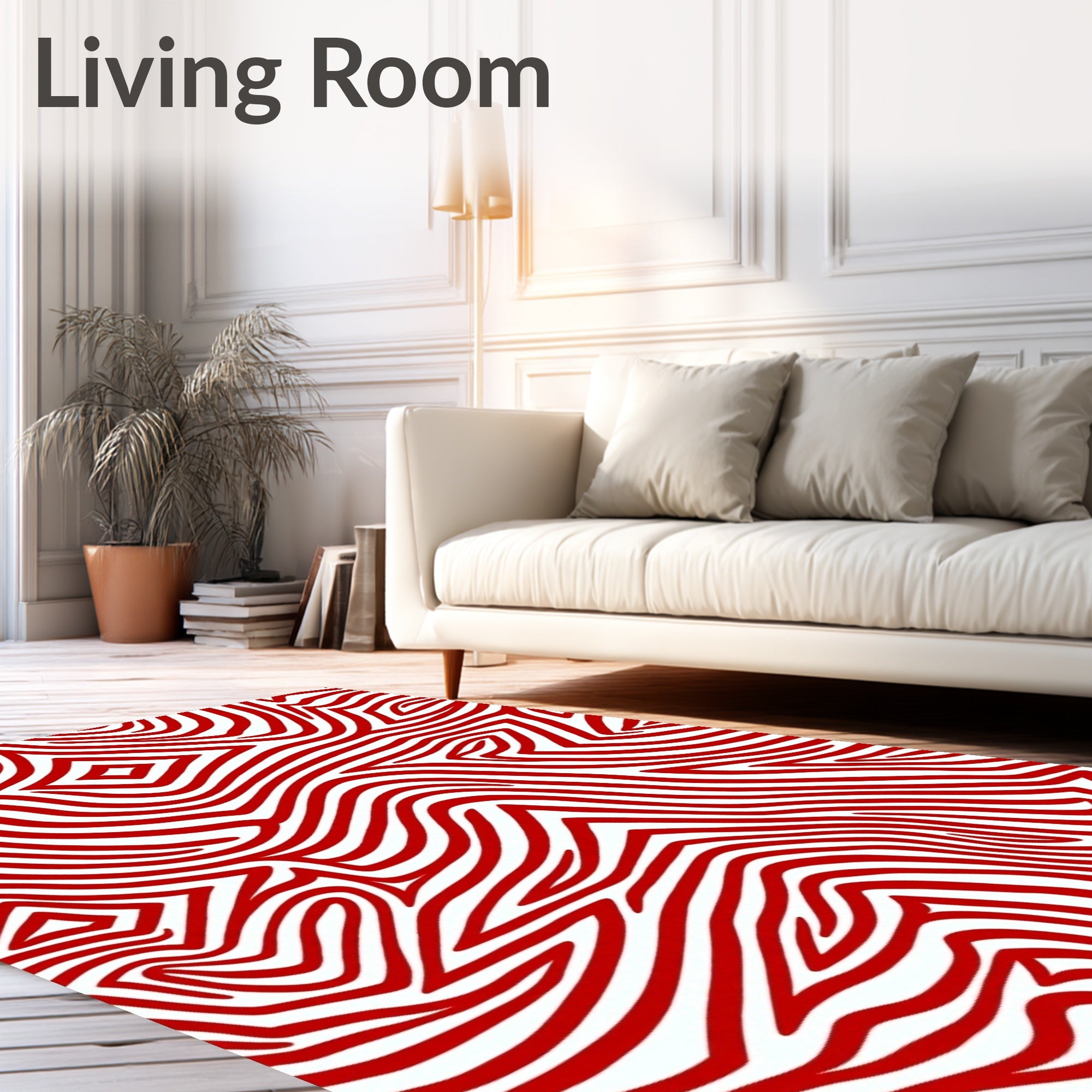 Bold Red Wavy Stripe Rug