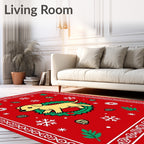 Golden Puppy Wreath Christmas Red Rug