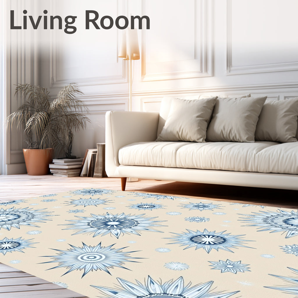 Blue Floral Sunburst Medallion Rug