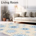 Blue Floral Sunburst Medallion Rug