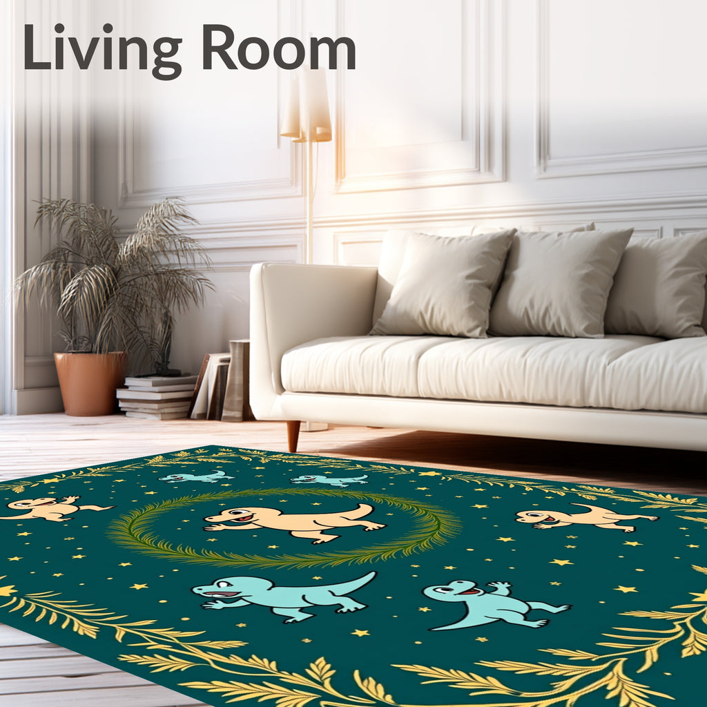 Whimsical Dinosaur Stars Nature Rug