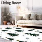 Emerald Pine Trees Sparkle With Stars Rug