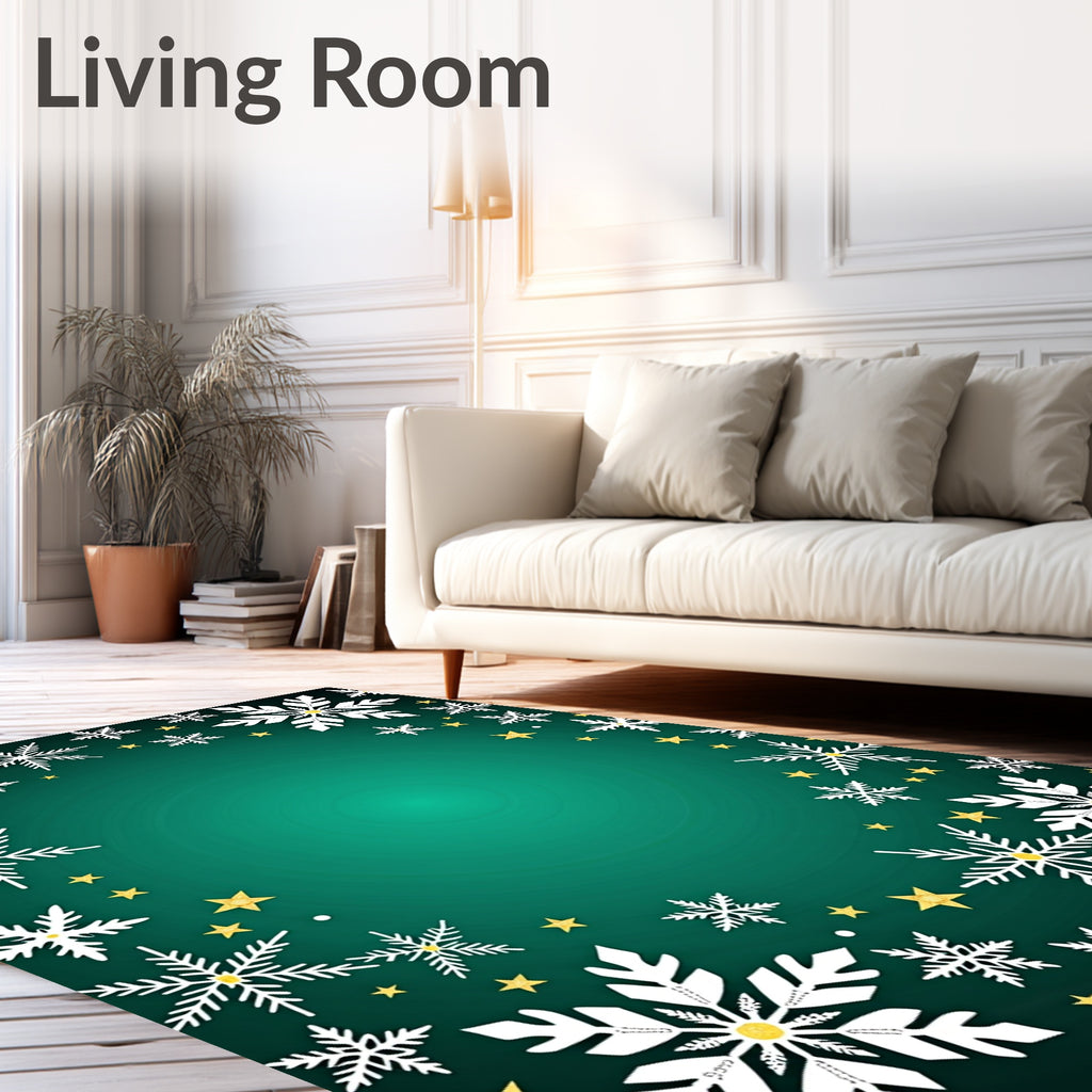 Holiday Snowflake Star Border Rug