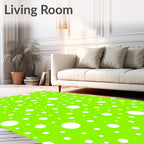 Bright Green White Polka Dot Surface Rug
