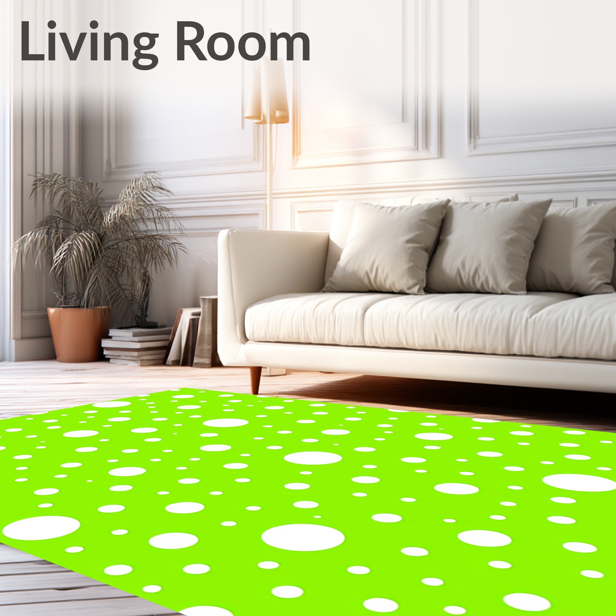 Bright Green White Polka Dot Surface Rug