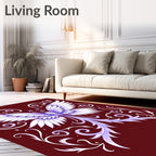 Ornate Lavender Winged Creature Swirls Rug