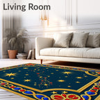 Golden Starry Constellation Border Rug