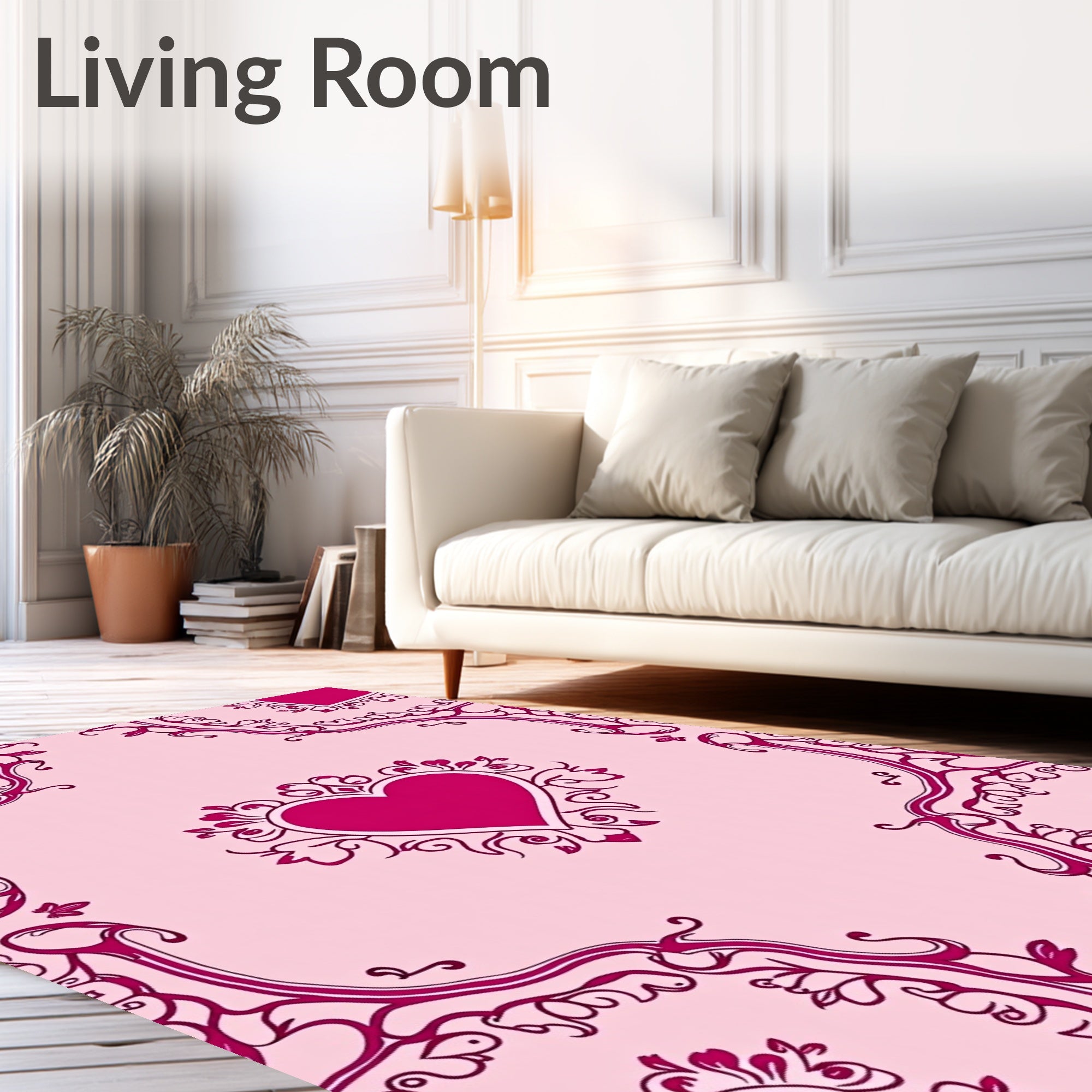 Crimson Heart Floral Border Rug