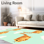 Orange Tabby Cats In Clouds Rug