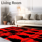 Black Christmas Trees Red Plaid Rug