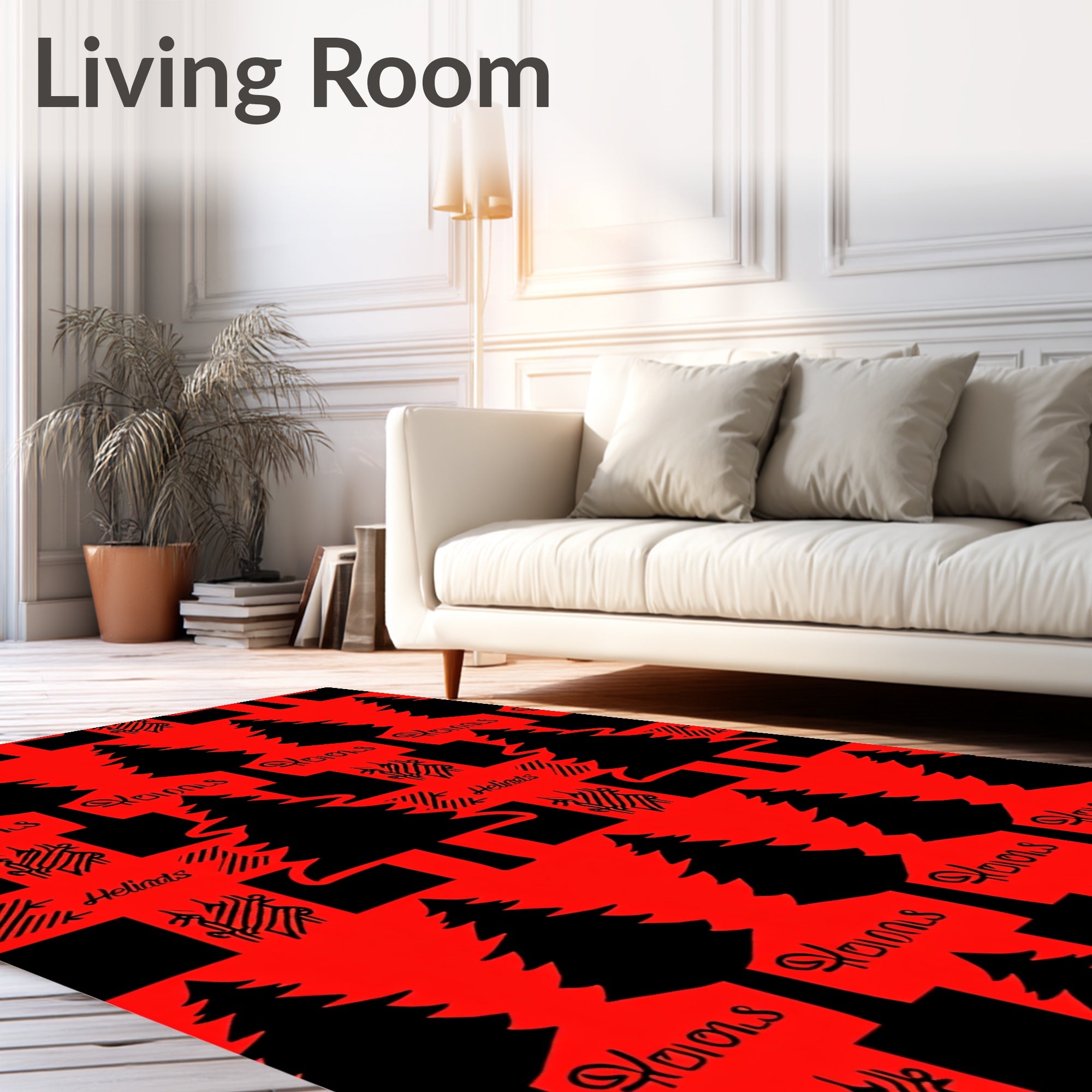 Black Christmas Trees Red Plaid Rug