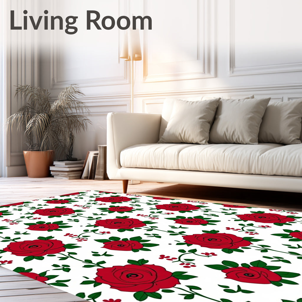Red Rose Vine Garland Rug