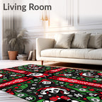 Bold Red Black Holly Skull Santa Rug