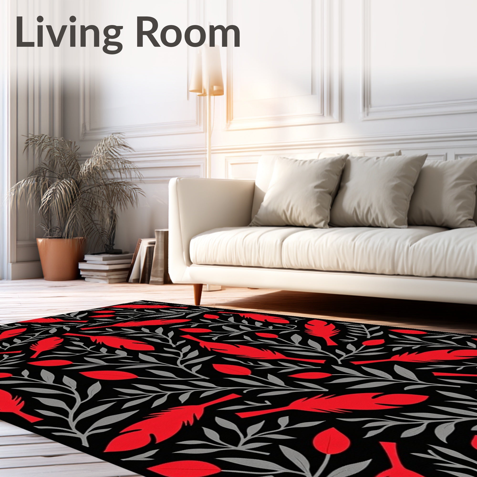 Red Feather Botanical Shadow Rug
