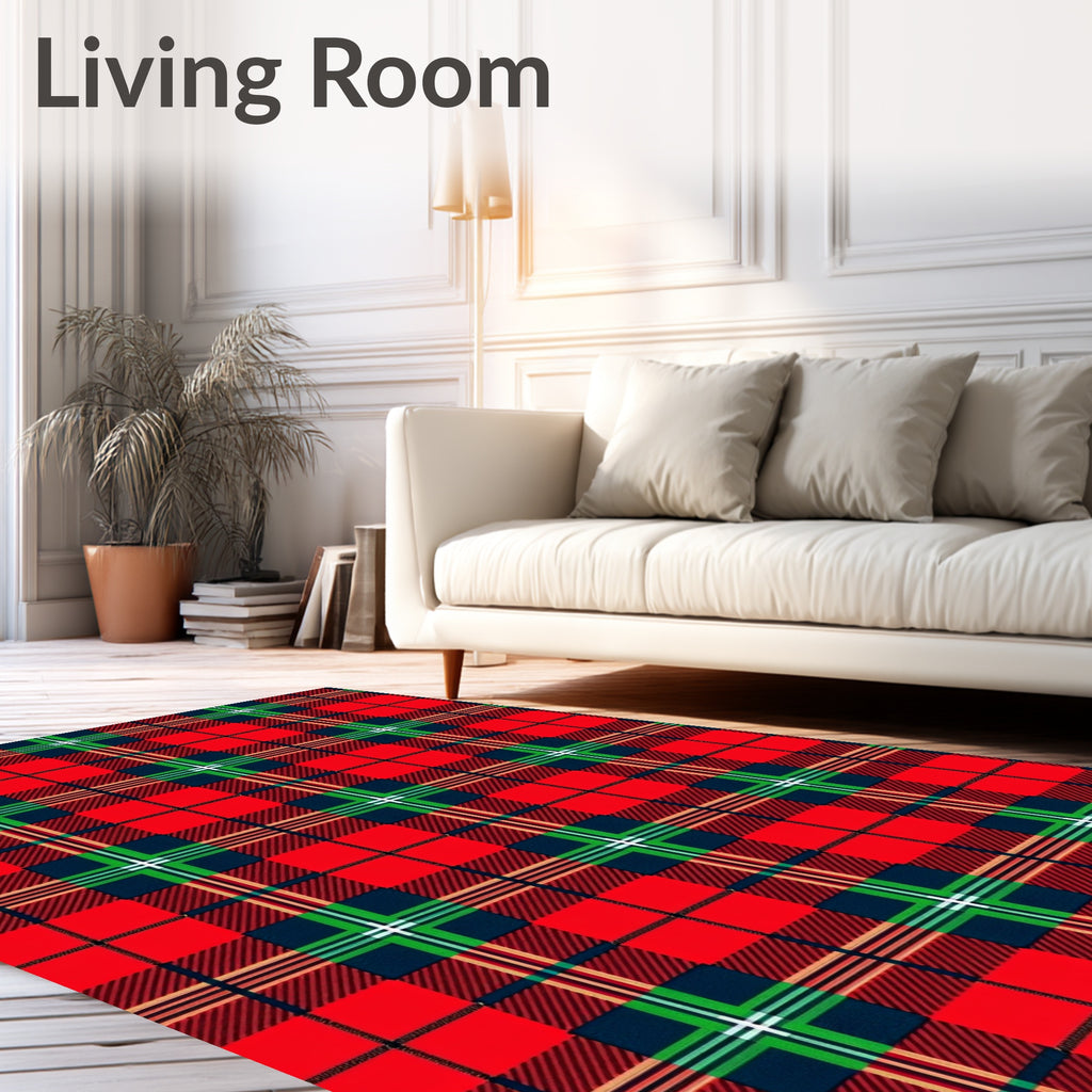 Classic Red Blue Green Plaid Check Rug