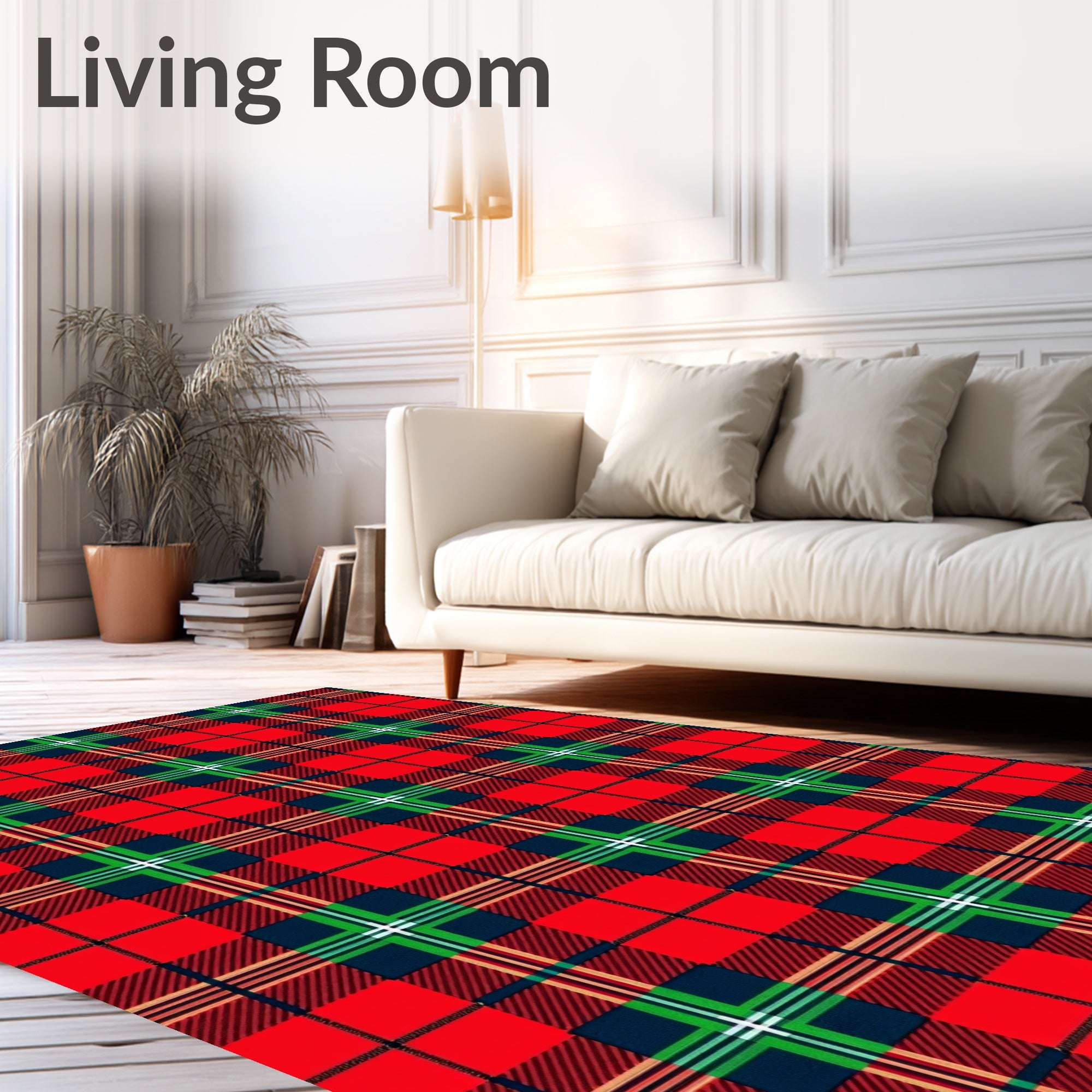 Classic Red Blue Green Plaid Check Rug