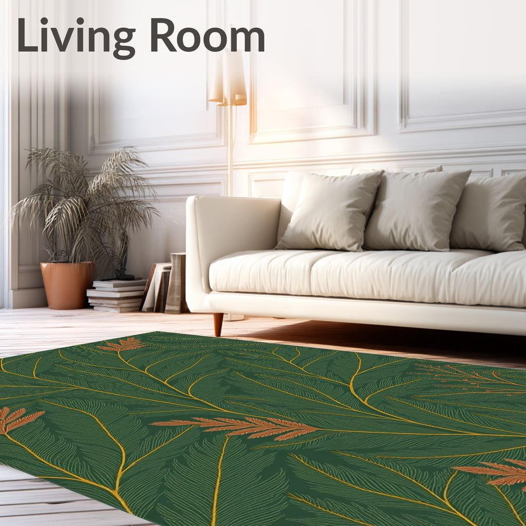 Deep Green Fern and Branch Vines Rug