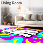 Whimsical White Poodle Psychedelic Swirls Rug