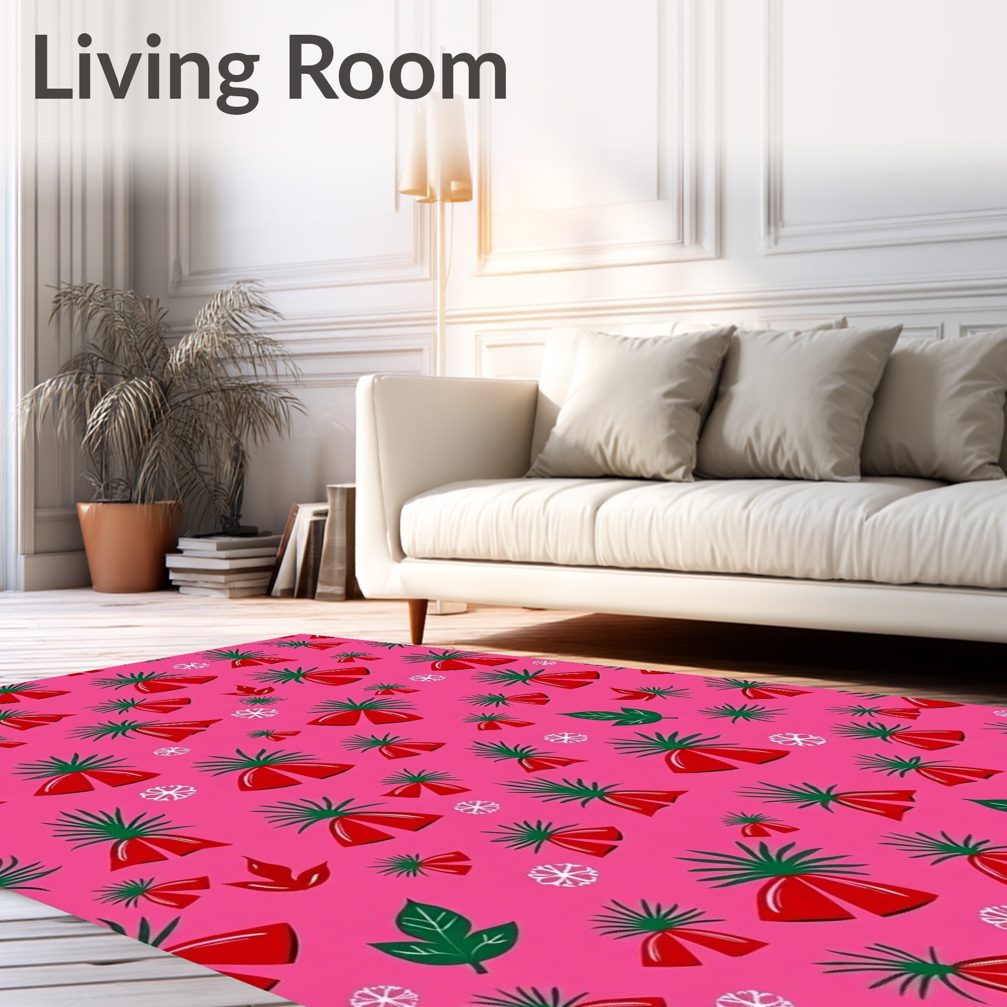 Whimsical Red Tropical Foliage Rug
