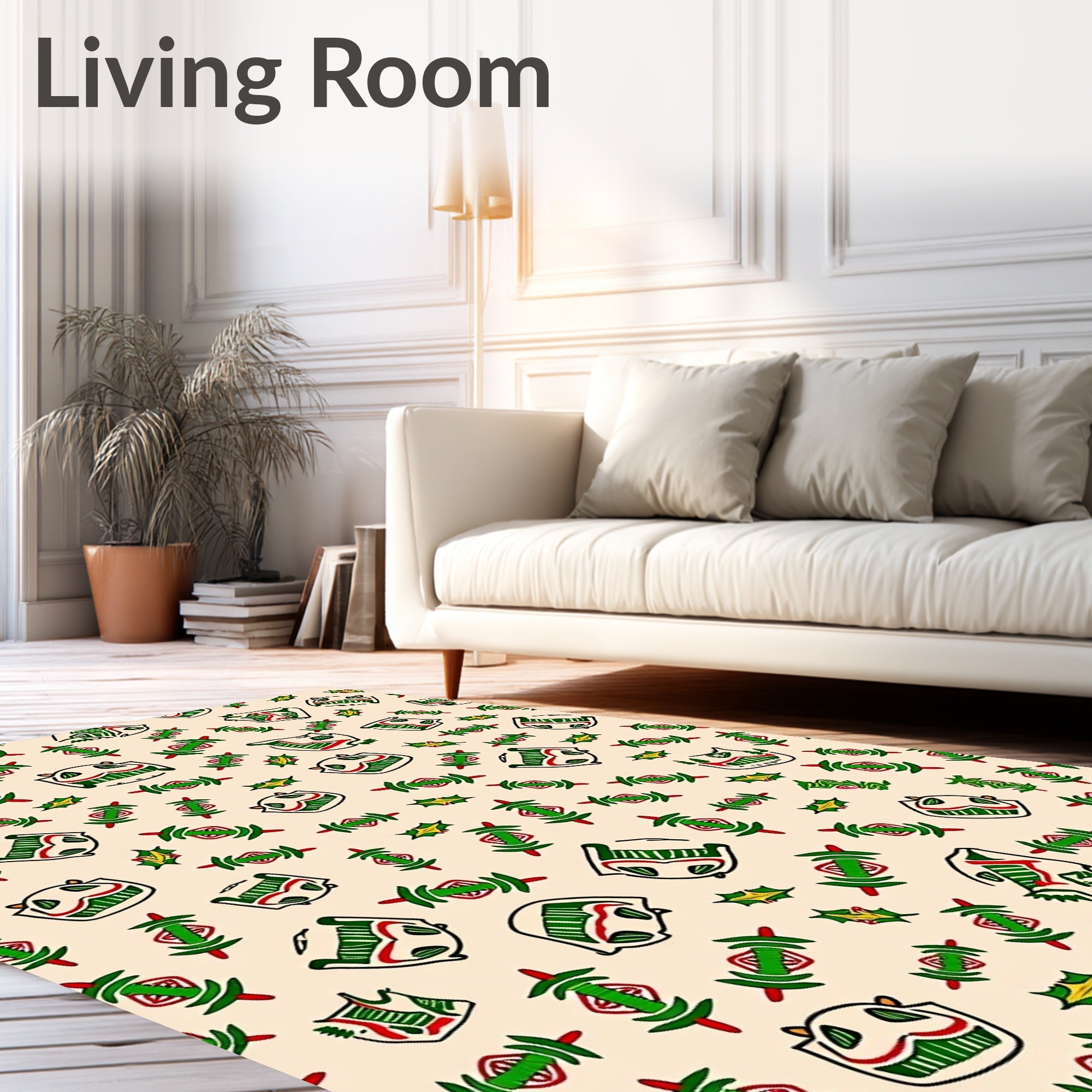 Crimson Green Tribal Masks Rug