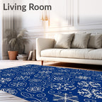 Deep Blue Snowflake Scatter Rug