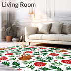 Festive Sloth Christmas Ornament Foliage Rug