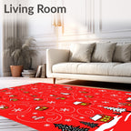 Winter Houses Snowflakes Whimsical Scene Rug
