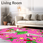 Whimsical Fairy Stars Poinsettia Pink Rug