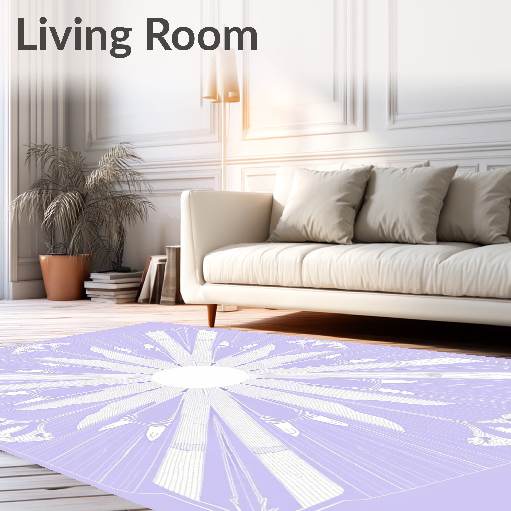 Lavender Sunburst Floral Medallion Rug