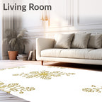 Golden Snowflake Botanical Outline Rug