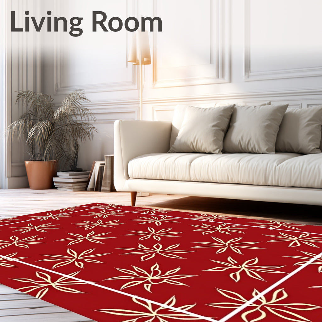 Crimson Starburst Repeat Border Rug