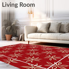 Crimson Starburst Repeat Border Rug