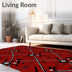 Crimson Diamond Tribal Sketch Medallion Rug