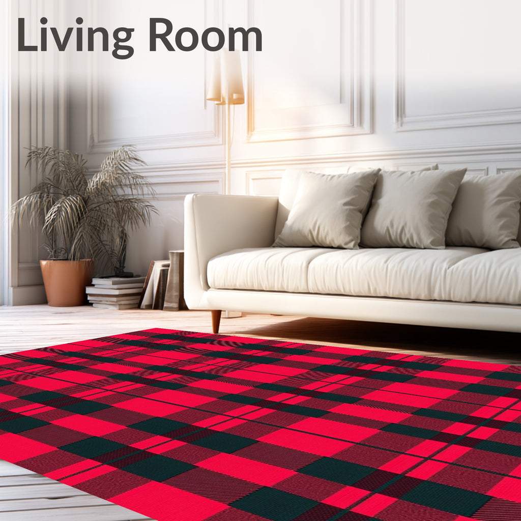 Crimson Green Buffalo Check Plaid Rug