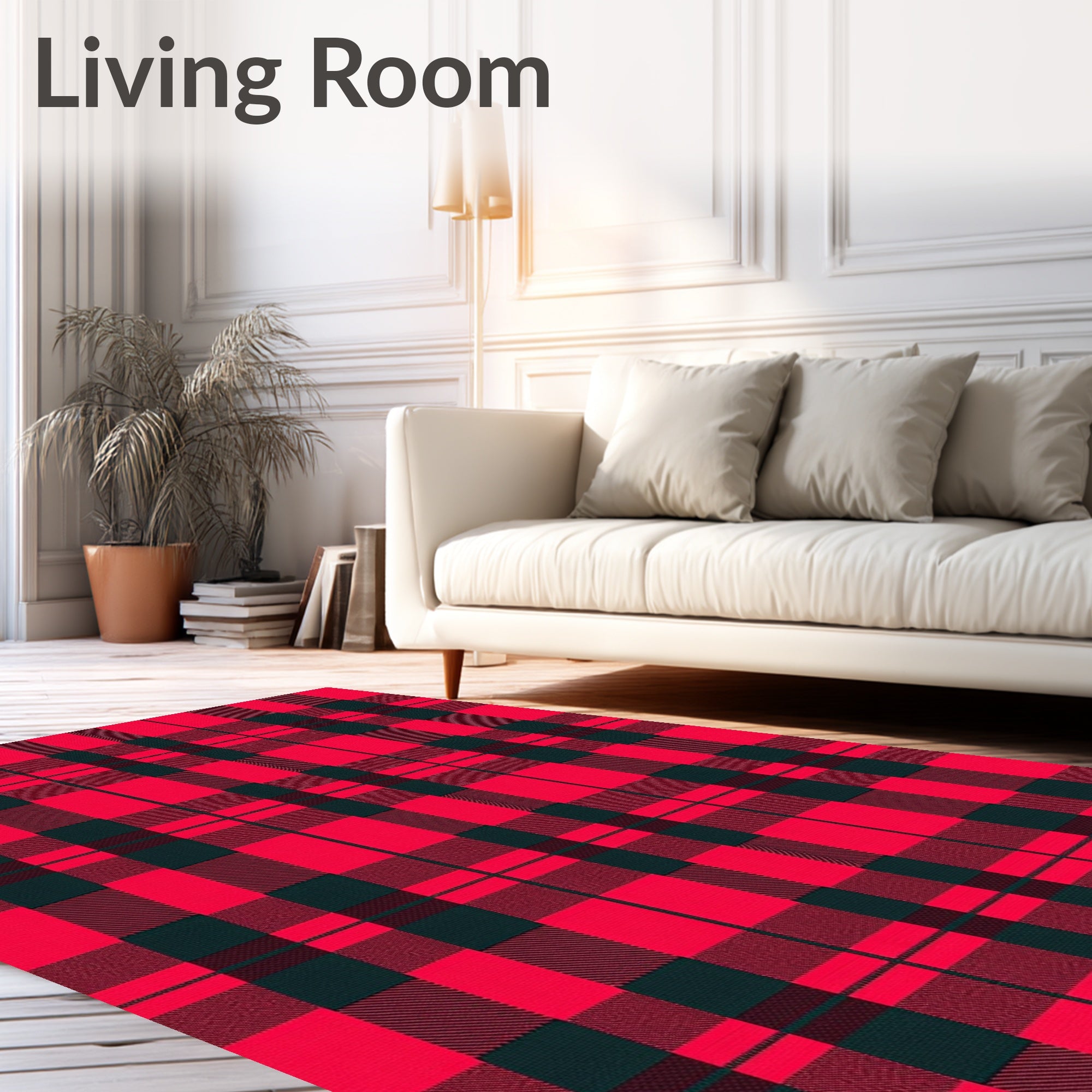 Crimson Green Buffalo Check Plaid Rug