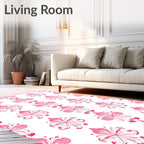 Pink Floral Heart Damask Rug