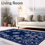 Deep Blue Snowflake Garland Rug