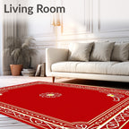 Vibrant Red Floral Medallion Rug