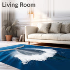 Deep Blue Whale Tail Splash Rug