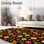 Vivacious Orange Butterfly Floral Medley Rug