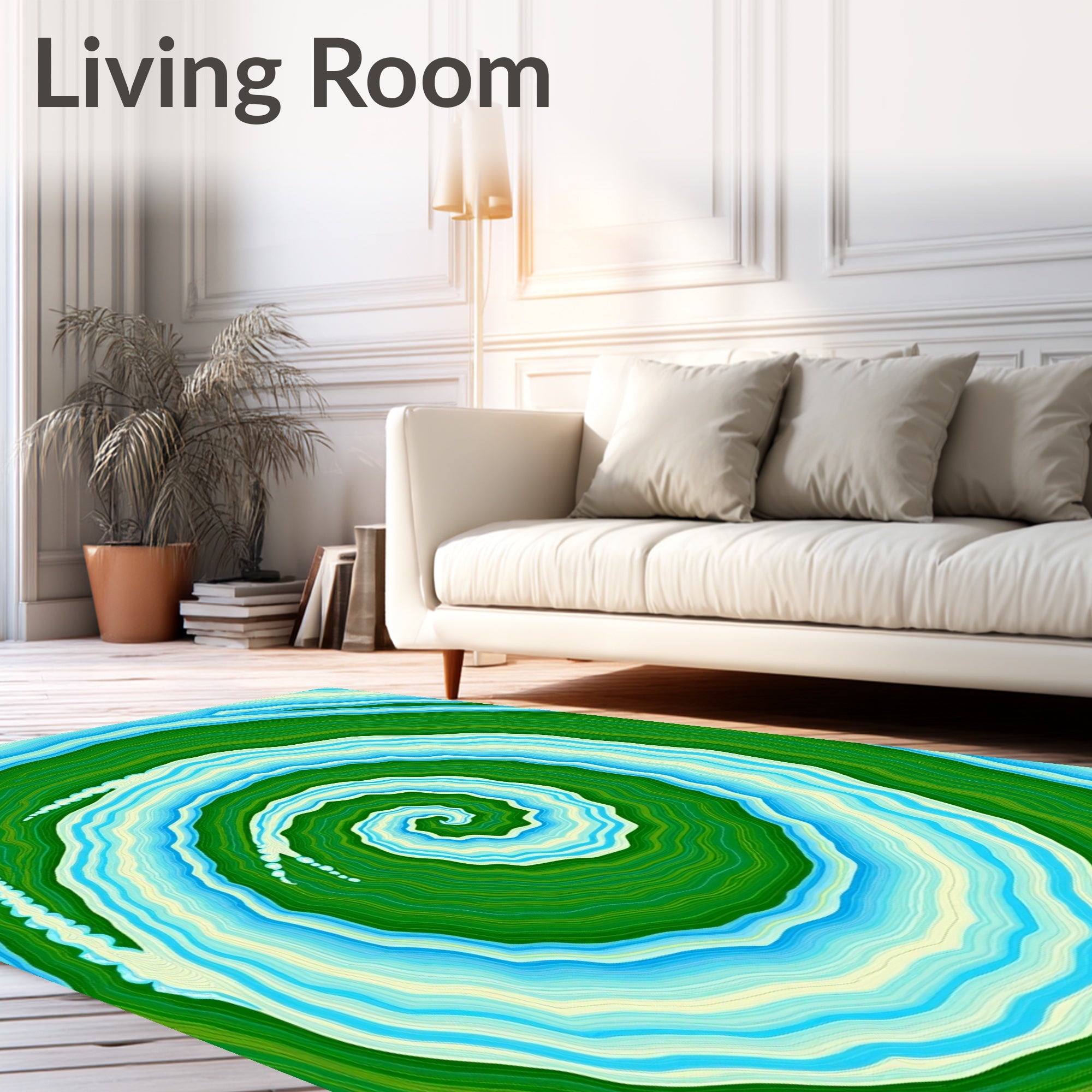 Abstract Green Blue Swirl Rug