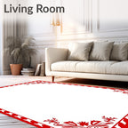 Crimson Leaf Vine Corner Border Rug