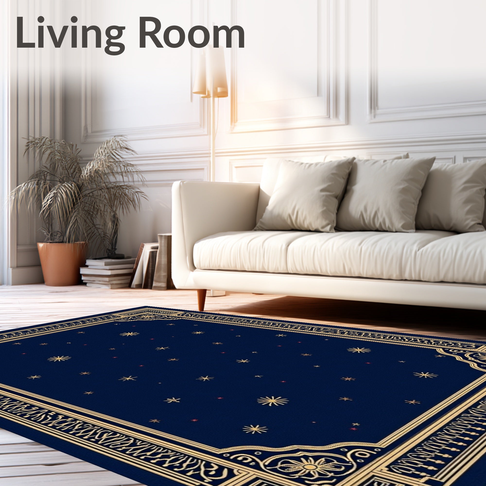 Celestial Navy Gold Star Scape Rug