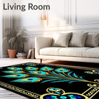Exotic Turquoise Peacock Feather Bouquet Rug