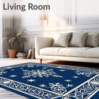 Deep Blue White Starburst Medallion Rug