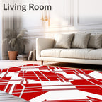 Bold Red Geometric Weave Rug