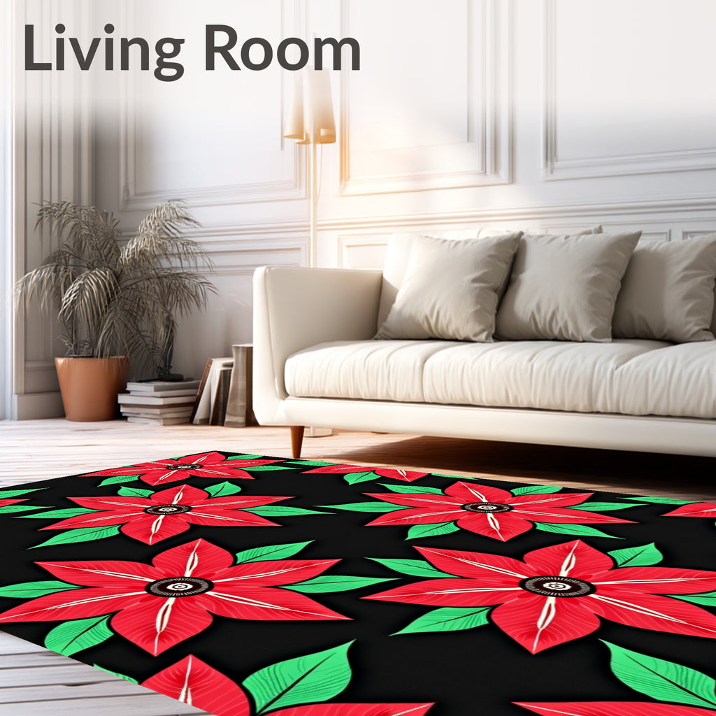 Bold Red Floral Petal Garden Rug