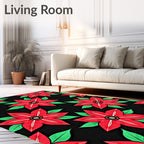 Bold Red Floral Petal Garden Rug